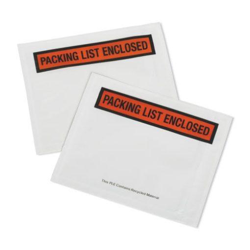 Picture of 8105016749014 SKILCRAFT Packing List Envelope, Top-Print Front: Packing List Enclosed, 4.5 x 5.5, White/Orange/Black, 100/PK