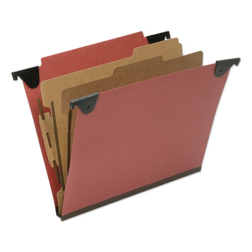 Picture of 7530016815828 SKILCRAFT Classification Folder, 2" Expansion, 2 Dividers, 3 Fasteners, Letter Size, Red Exterior, 10/Box