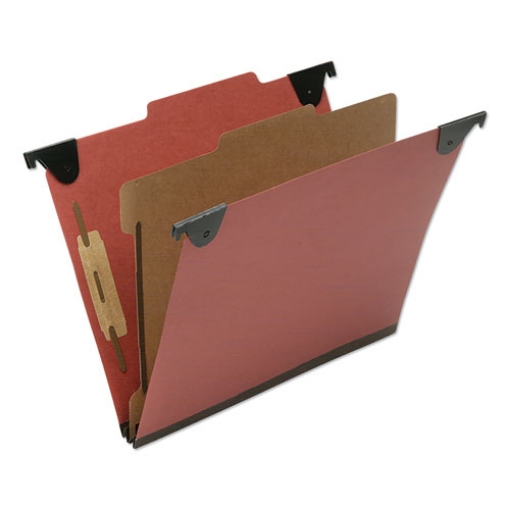 Picture of 7530016816249 skilcraft classification folder, 2" expansion, 1 divider, 4 fasteners, letter size, red exterior, 10/box