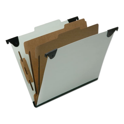 Picture of 7530016816250 SKILCRAFT Classification Folder, 2" Expansion, 2 Dividers, 6 Fasteners, Letter Size, Light Green, 10/Box