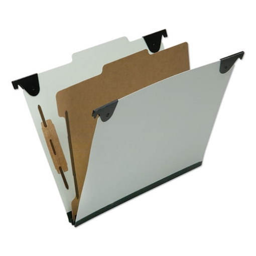 Picture of 7530016816253 SKILCRAFT Classification Folder, 2" Expansion, 1 Divider, 4 Fasteners, Letter Size, Light Green, 10/Box