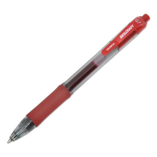 Picture of 7520016826565 SKILCRAFT Zebra Gel Pen, Retractable, Medium 0.7 mm, Red Ink, Red/Clear Barrel, Dozen