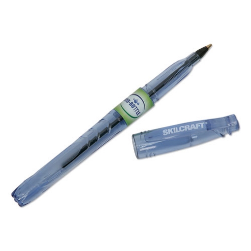 Picture of 7520016827160 Skilcraft Recycled Water Bottle Ballpoint Pen, Stick, Fine 0.5 Mm, Black Ink, Clear Barrel, Dozen