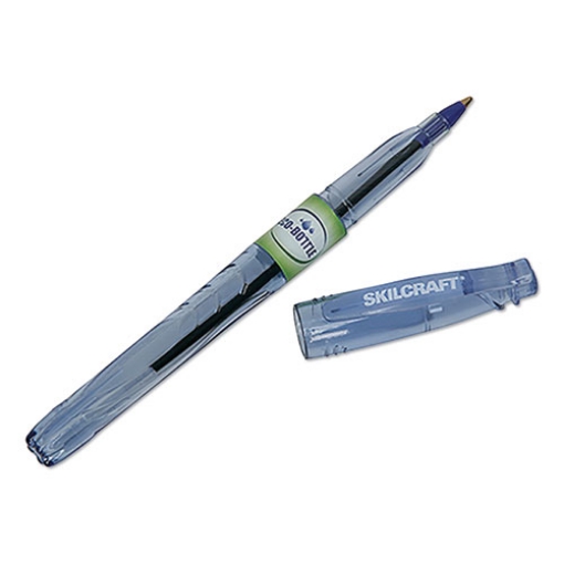 Picture of 7520016827163 Skilcraft Recycled Water Bottle Ballpoint Pen, Stick, Medium 0.7 Mm, Blue Ink, Clear Barrel, Dozen