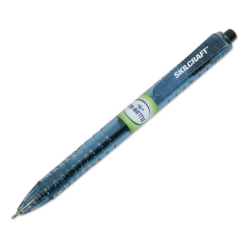 Picture of 7520016827165 SKILCRAFT Recycled Water Bottle Ballpoint Pen, Retractable, Fine 0.5 mm, Black Ink, Clear Barrel, Dozen