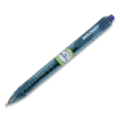 Picture of 7520016827168 Skilcraft Recycled Water Bottle Ballpoint Pen, Retractable, Fine 0.5 Mm, Blue Ink, Clear Barrel, Dozen