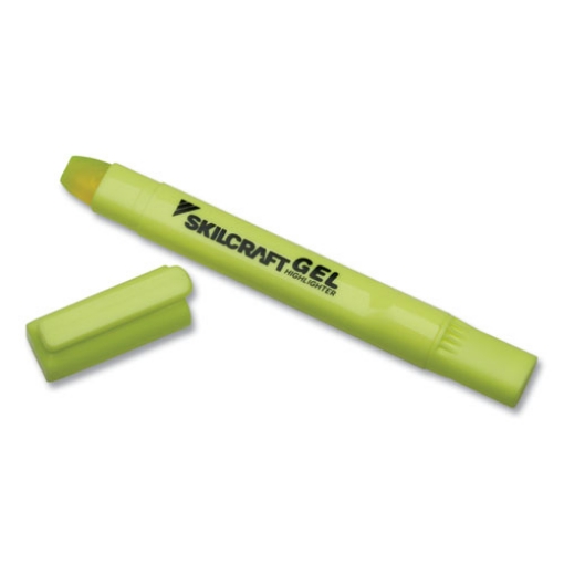 Picture of 7520016919222 Skilcraft Gel Highlighter, Fluorescent Yellow Ink, Chisel Tip, Yellow Barrel, Dozen