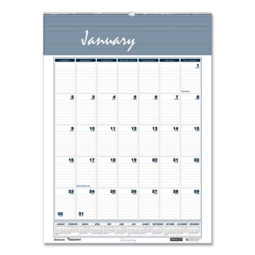 Picture of 7510016935081 SKILCRAFT 12-Month Wall Calendar, 15.5 x 22, White/Blue/Gray Sheets, 12-Month (Jan to Dec): 2024