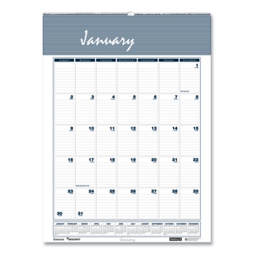 Picture of 7510016935097 SKILCRAFT 12-Month Wall Calendar, 12 x 17, White/Blue/Gray Sheets, 12-Month (Jan to Dec): 2024