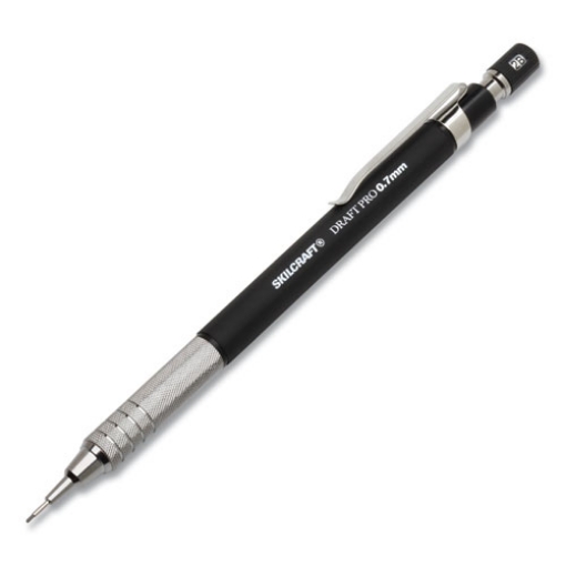 Picture of 7520016943027 SKILCRAFT Draft Pro Mechanical Drafting Pencil, 0.7 mm, Black Lead, Black/Silver Barrel, 3/Pack