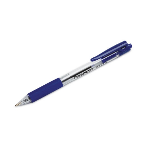 Picture of 7520016970597 SKILCRAFT SLV-Performer Ballpoint Pen, Retractable, Medium, 1 mm, Blue Ink, Blue/Clear Barrel, Dozen