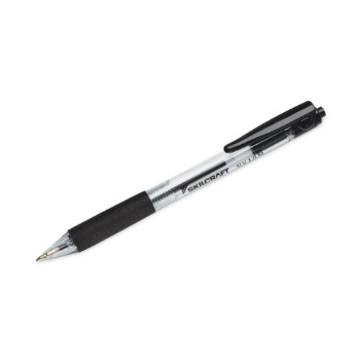 Picture of 7520016970599 SKILCRAFT SLV-Performer Ballpoint Pen, Retractable, Medium, 1 mm, Black Ink, Clear/Black Barrel, Dozen