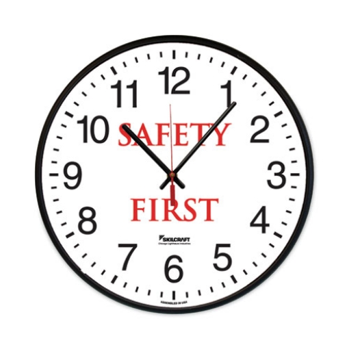 Picture of 6645016986556 SKILCRAFT Safety Message Quartz Wall Clock, Safety First, 12.75" Overall Diameter, 1 AA (sold separately)