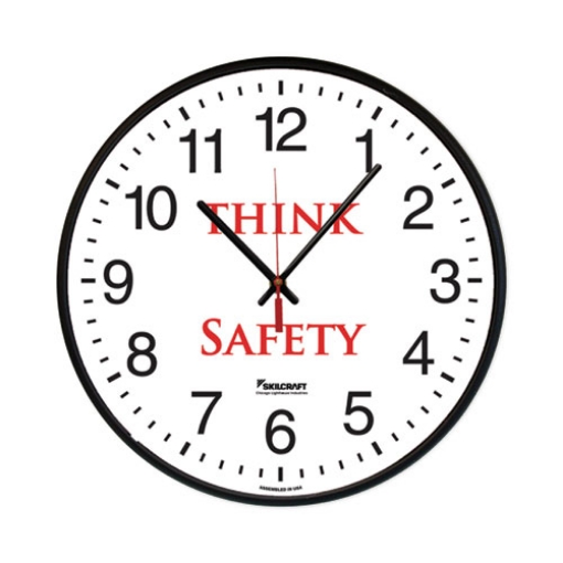 Picture of 6645016986558 SKILCRAFT Safety Message Quartz Wall Clock, Think Safety, 12.75" Overall Diameter, 1 AA (sold separately)