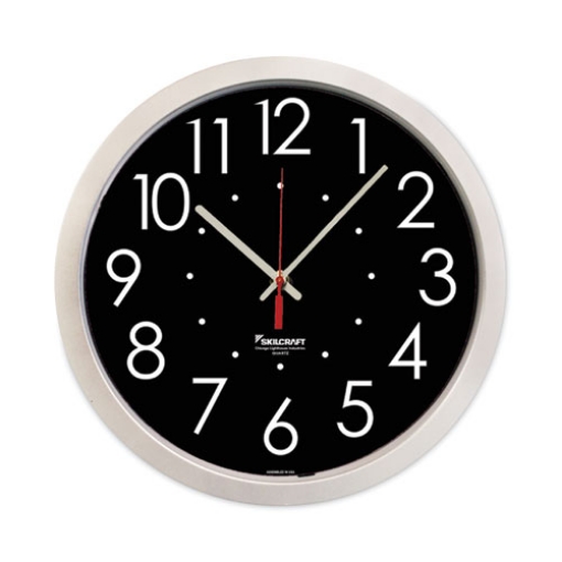 Picture of 6645016986560 SKILCRAFT High Contrast Quartz Wall Clock, 14.5" Overall Diameter, White Case, 1 AA (sold separately)