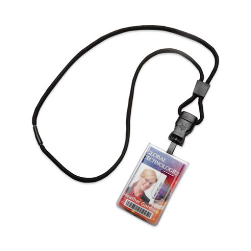 Picture of 8455016988431 SKILCRAFT Dual Card ID Holder, With 36" Lanyard, Horizontal/Vertical, 2.13" x 3.38, Frosted, Dozen