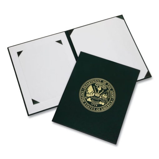 Picture of 7510017011805 SKILCRAFT Awards Certificate Binder, Army Seal, 14.5 x 11.5, Green/Gold