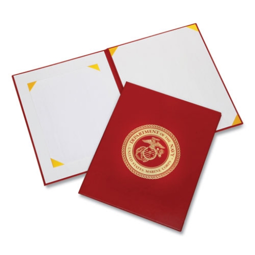 Picture of 7510017011809 SKILCRAFT Awards Certificate Binder, USMC Seal, 14.5 x 11.5, Red/Gold