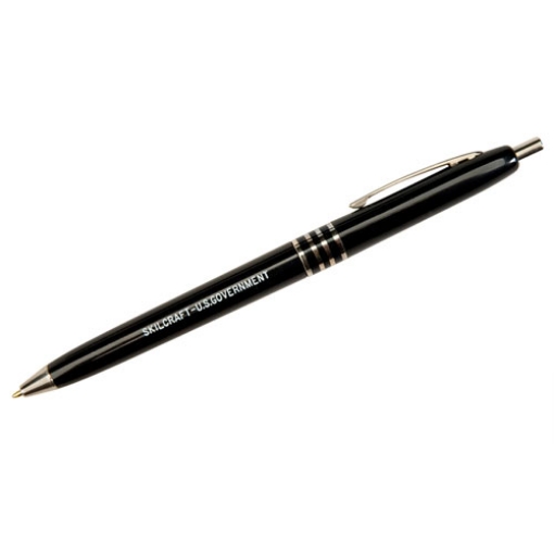 Picture of 7520009357136 Skilcraft U.s. Government Ballpoint Pen, Retractable, Medium 1 Mm, Black Ink, Black Barrel, Dozen