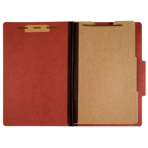 Picture of 7530009908884 SKILCRAFT Classification Folder, 2" Expansion, 2 Dividers, 6 Fasteners, Letter Size, Earth Red Exterior