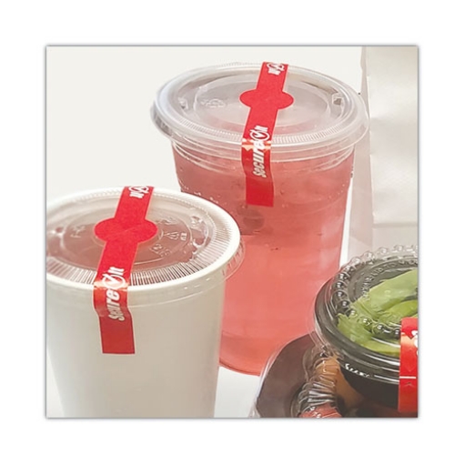 Picture of secureit tamper evident food container seals, 1" x 7", red, paper, 250/roll, 2 rolls/pack