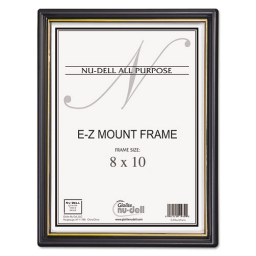 Picture of Ez Mount Document Frame With Trim Accent And Plastic Face, Plastic, 8 X 10, Black/gold