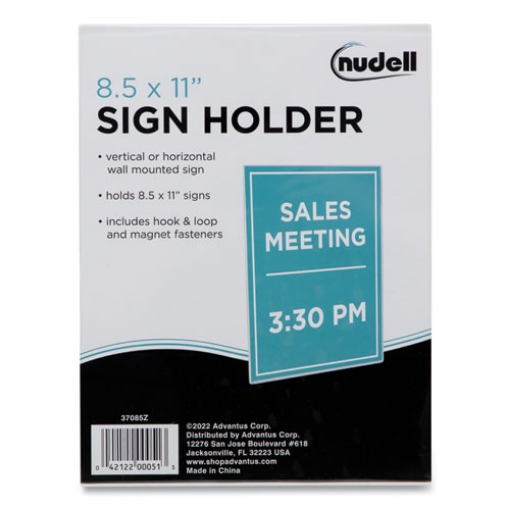 Picture of Clear Plastic All-Purpose Mountable Sign Holder, Magnetic/Hook-Loop, Horizontal/Vertical Orientation, 8.5 x 11 Insert