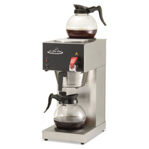 Picture of Two-Burner Institutional Coffee Maker, 12-Cup, 9 x 16.5 x 19, Stainless Steel