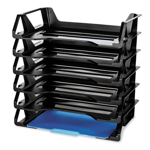 Picture of Recycled Side Load Desk Tray, 6 Sections, Letter Size Files, 15.13" X 8.88" X 15", Black, 6/pack