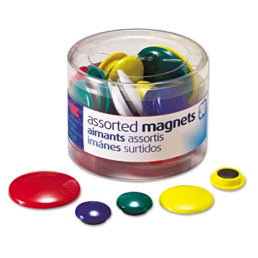 Picture of Assorted Magnets, Circles, Assorted Sizes And Colors, 30/tub