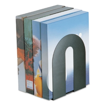 Picture of Heavy Duty Bookends, Nonskid, 8 x 8 x 10, Steel, Black, 1 Pair