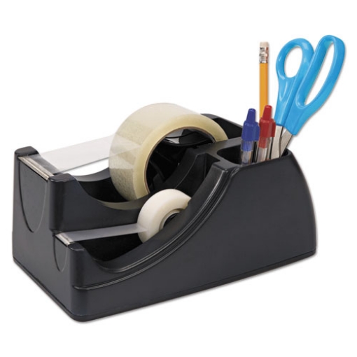 Picture of Recycled 2-In-1 Heavy Duty Tape Dispenser, 1" And 3" Cores, Plastic, Black