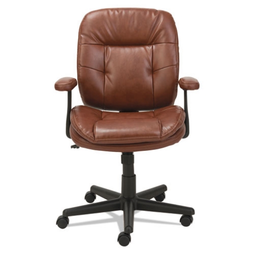 Picture of Swivel/tilt Bonded Leather Task Chair, Supports 250 Lb, 16.93" To 20.67" Seat Height, Chestnut Brown Seat/back, Black Base