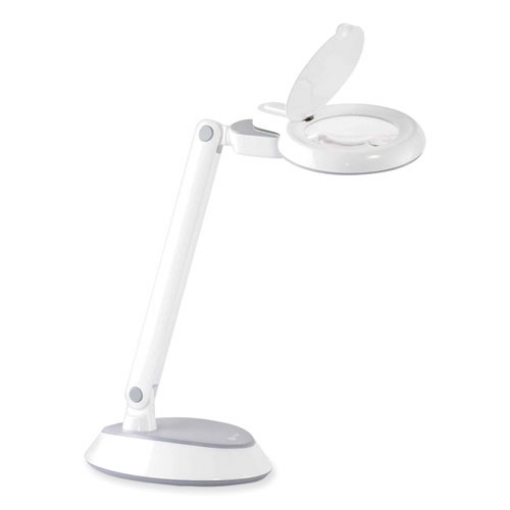 Picture of Space-Saving LED Magnifier Desk Lamp, 14" High, White, Ships in 1-3 Business Days
