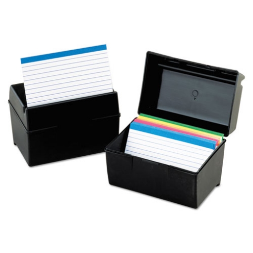 Picture of Plastic Index Card File, Holds 500 5 X 8 Cards, 8.63 X 6.38 X 6, Black