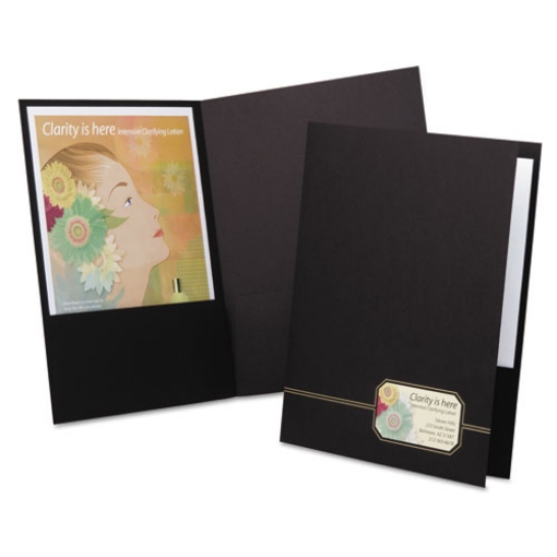 Picture of Monogram Series Business Portfolio, Premium Cover Stock, 0.5" Capacity, 11 X 8.5, Black W/embossed Gold Foil Accents, 4/pack