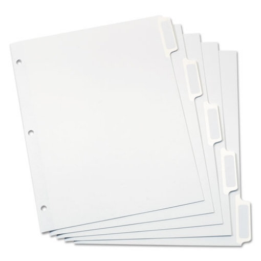 Picture of Custom Label Tab Dividers With Self-Adhesive Tab Labels, 5-Tab, 11 X 8.5, White, 5 Sets