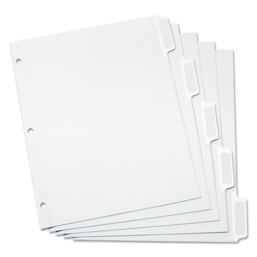 Picture of Custom Label Tab Dividers With Self-Adhesive Tab Labels, 5-Tab, 11 X 8.5, White, 25 Sets