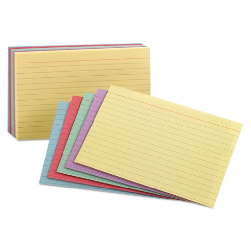 Picture of Ruled Index Cards, 3 X 5, Blue/violet/canary/green/cherry, 100/pack