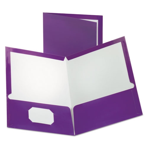 Picture of Two-Pocket Laminated Folder, 100-Sheet Capacity, 11 X 8.5, Metallic Purple, 25/box