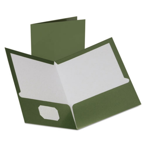 Picture of Two-Pocket Laminated Folder, 100-Sheet Capacity, 11 X 8.5, Metallic Green, 25/box