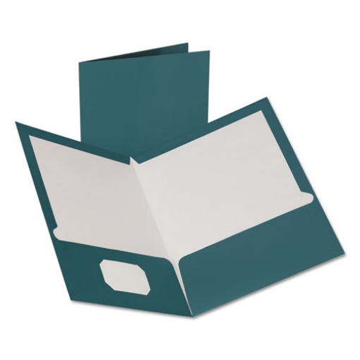 Picture of Two-Pocket Laminated Folder, 100-Sheet Capacity, 11 X 8.5, Metallic Teal, 25/box