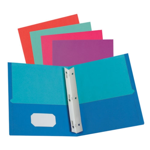 Picture of Twisted Twin Smooth Pocket Folder W/fasteners, 100-Sheet Capacity, 11 X 8.5, Assorted Solid Colors, 10/pack