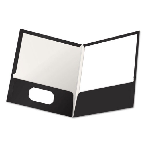 Picture of High Gloss Laminated Paperboard Folder, 100-Sheet Capacity, 11 X 8.5, Black, 25/box