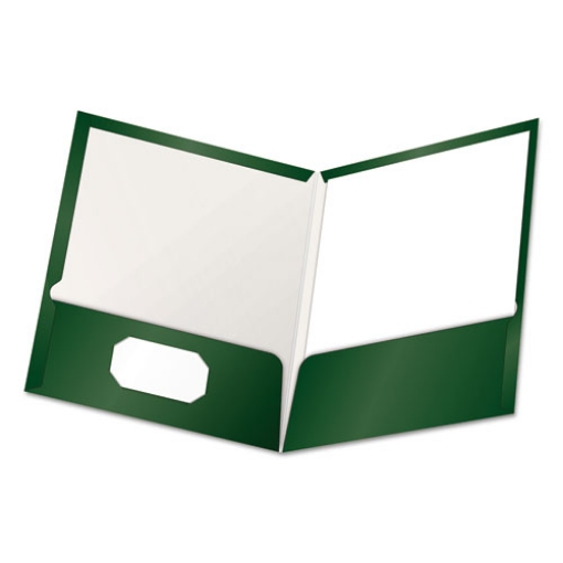 Picture of High Gloss Laminated Paperboard Folder, 100-Sheet Capacity, 11 X 8.5, Green, 25/box