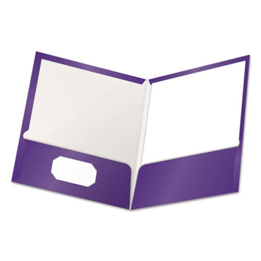 Picture of High Gloss Laminated Paperboard Folder, 100-Sheet Capacity, 11 X 8.5, Purple, 25/box