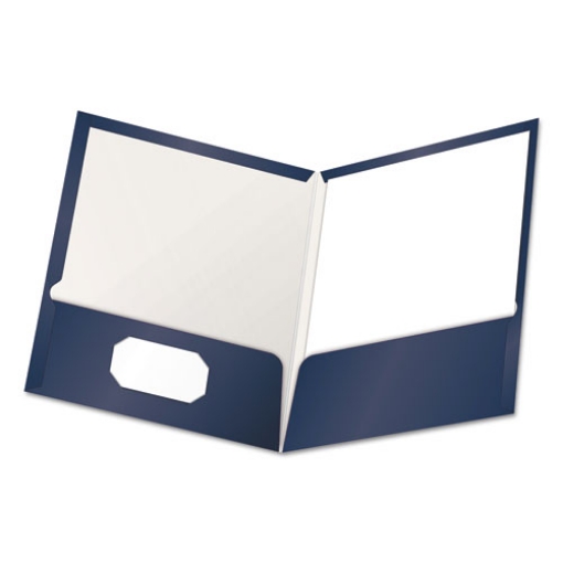 Picture of High Gloss Laminated Paperboard Folder, 100-Sheet Capacity, 11 X 8.5, Navy, 25/box