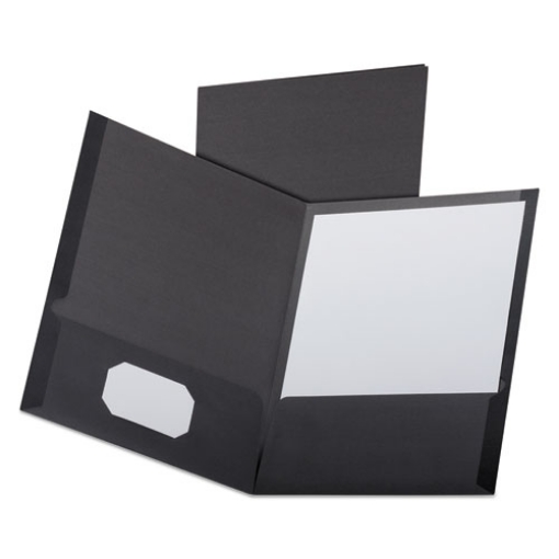 Picture of Linen Finish Twin Pocket Folders, 100-Sheet Capacity, 11 X 8.5, Black, 25/box