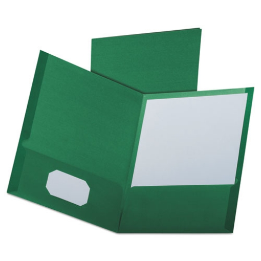 Picture of Linen Finish Twin Pocket Folders, 100-Sheet Capacity, 11 X 8.5, Hunter Green, 25/box