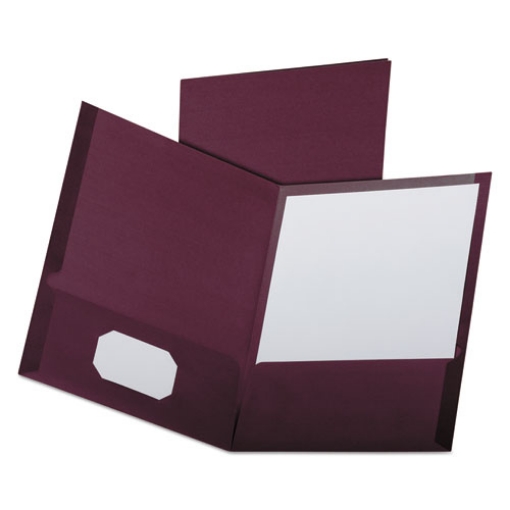 Picture of Linen Finish Twin Pocket Folders, 100-Sheet Capacity, 11 X 8.5, Burgundy, 25/box